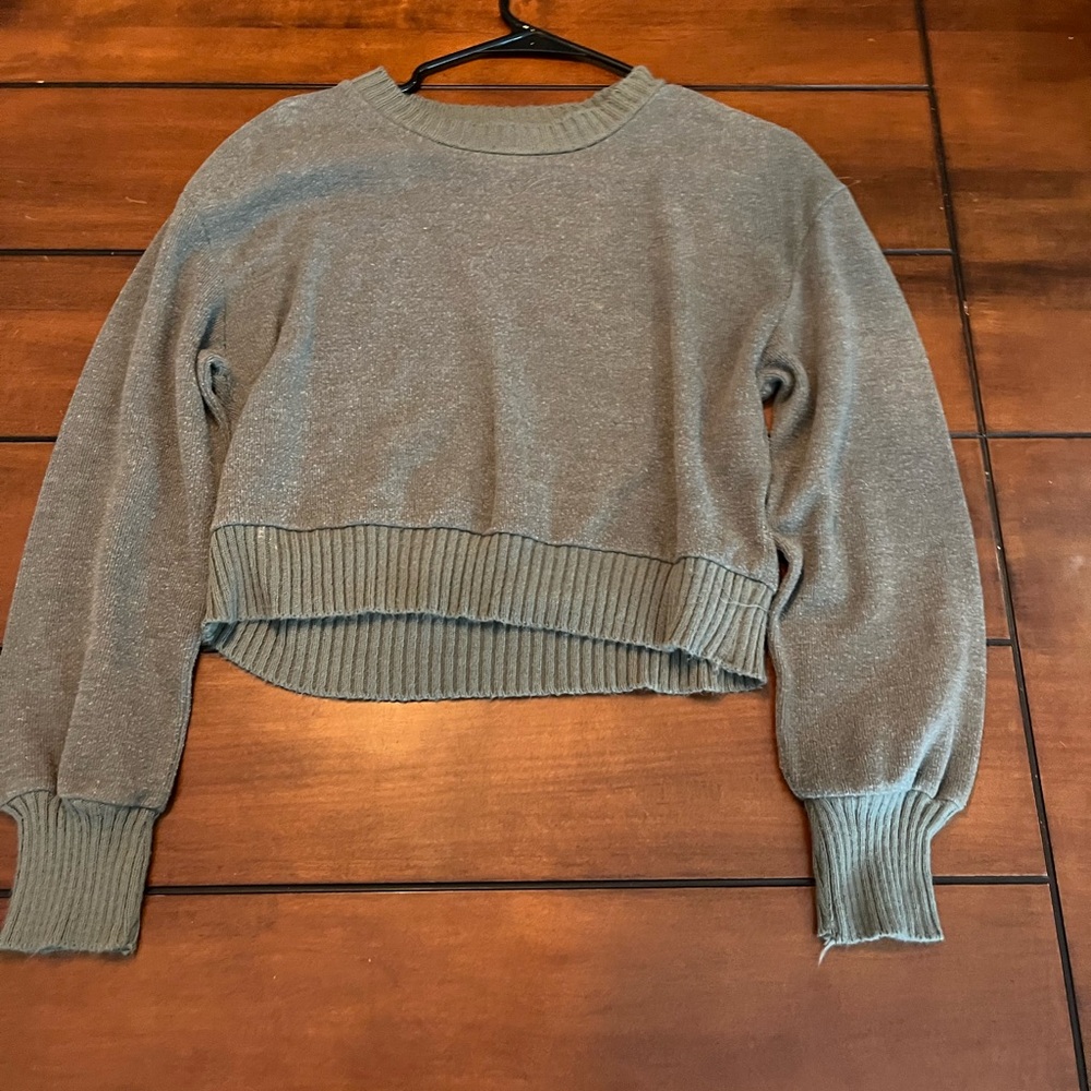 Zara Women's Heather Gray Crew Neck Sweater